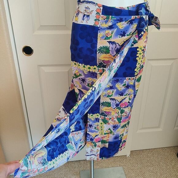 Vintage Jams World tropical Hawaiian side tie wrap skirt sz M - Picture 4 of 8